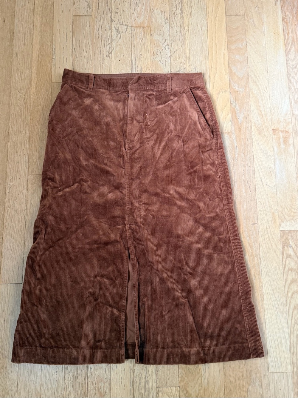 GAP Corduroy Midi Skirt in Rust